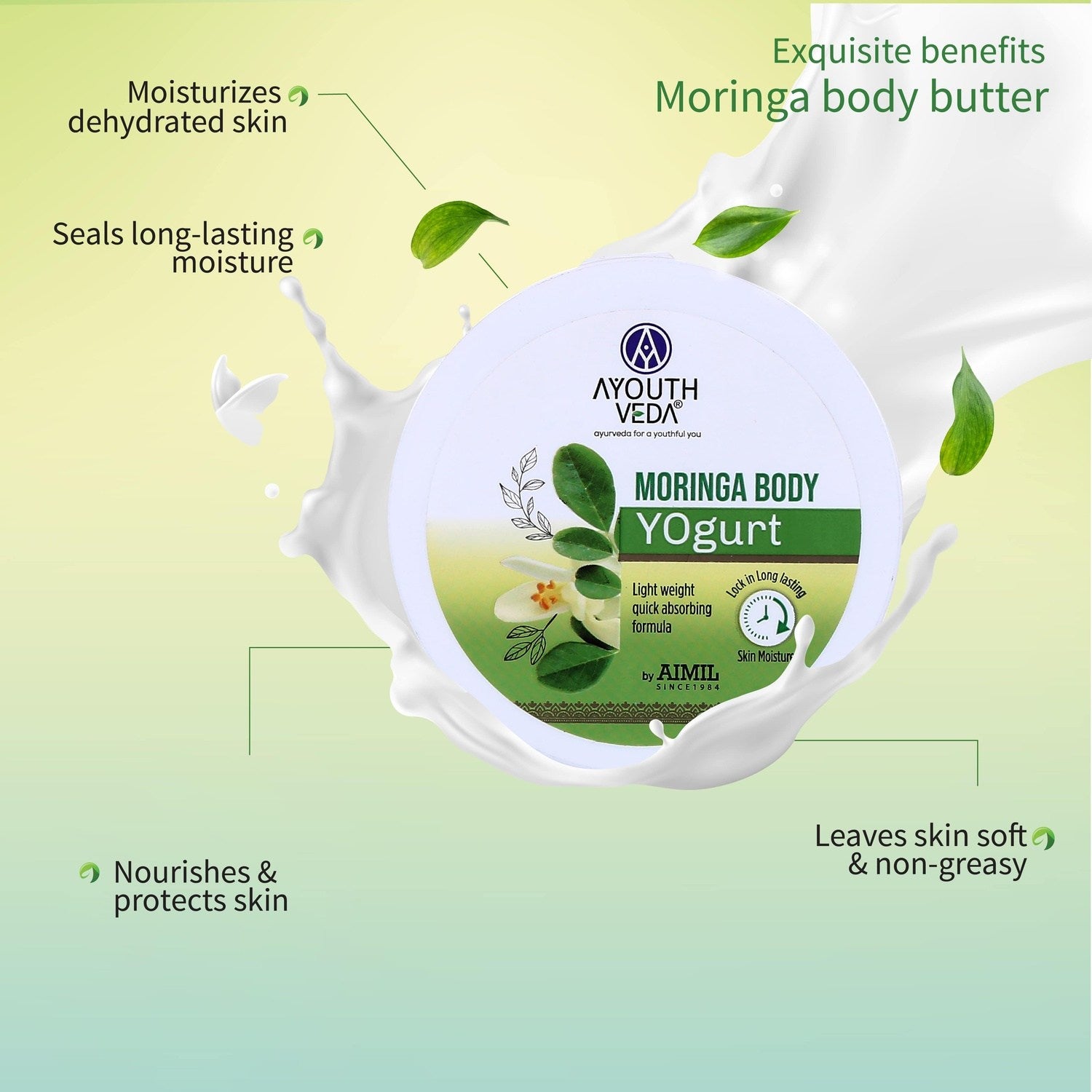 Rejuvenating Moringa Combo: Neem & Moringa Face Wash (50g), Moringa Body Yogurt (200 g), Moringa & Sea Buckthorn Hand Cream (30g) - Ayouthveda