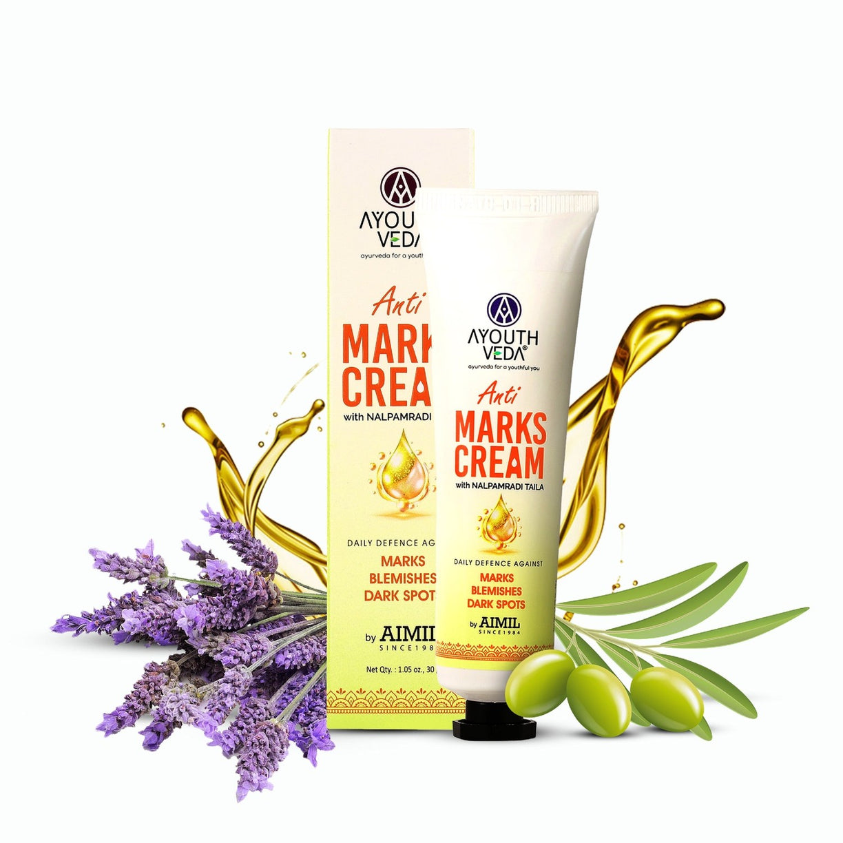 Ayouthveda Anti-Marks Face Cream | With Nalpamaradi Taila & 6 Oils | Ayurvedic Cream for Dark Spots, Acne Marks, & Uneven Skin Tone | Daily Skincare for Men & Women (30g)ti Marks Cream 30g