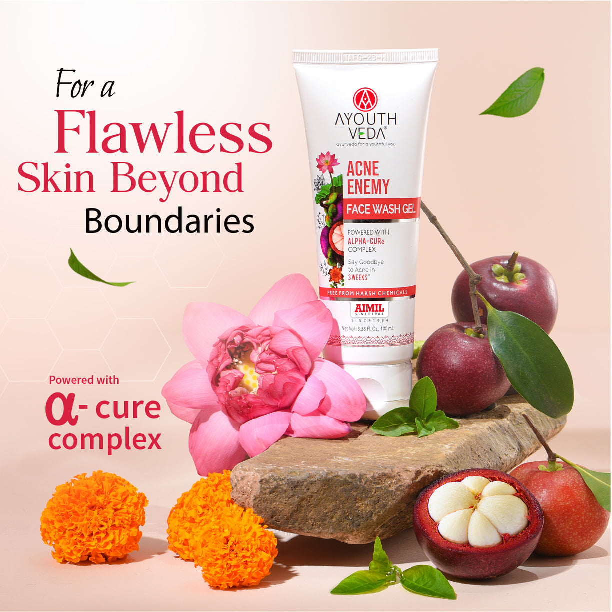 Ayouthveda Acne Enemy Face Wash Gel for Acne & Pimples | Fights Acne-Causing Bacteria & Excess Oil | With Alpha-CURe Complex, Garcinia & Manjistha | Sulfate-Free Gel Cleanser | For Acne-Prone Skin | Net Qty- 100 ml