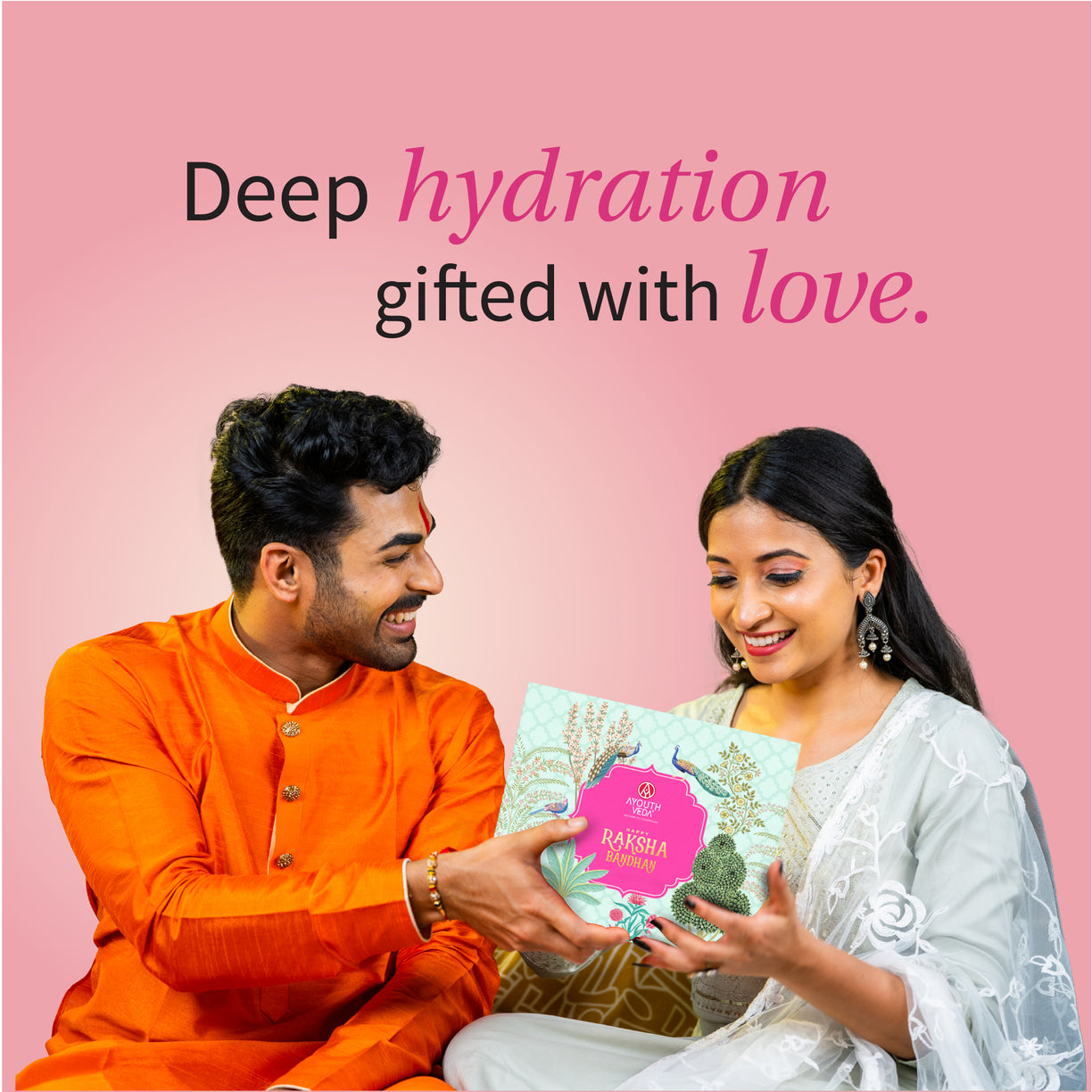 Ayouthveda Rakhi Hydration Ritual for Her | Gold Face Wash 100g, Vitamin-C Face Serum 30ml, Bio Marine Shower Gel 250ml, Floral Breeze Mist 100ml & Indian Clay Soap 100g with Free Rakhi