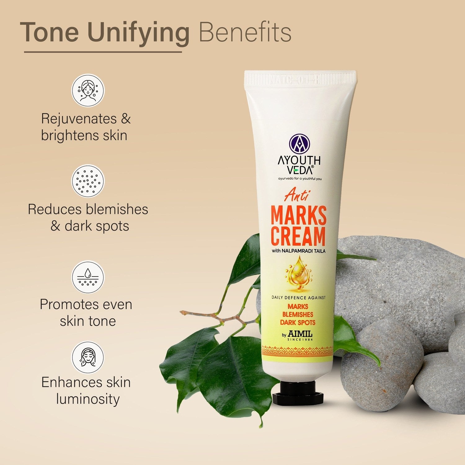 Ayouthveda Anti-Marks Face Cream | With Nalpamaradi Taila & 6 Oils | Ayurvedic Cream for Dark Spots, Acne Marks, & Uneven Skin Tone | Daily Skincare for Men & Women (30g)ti Marks Cream 30g