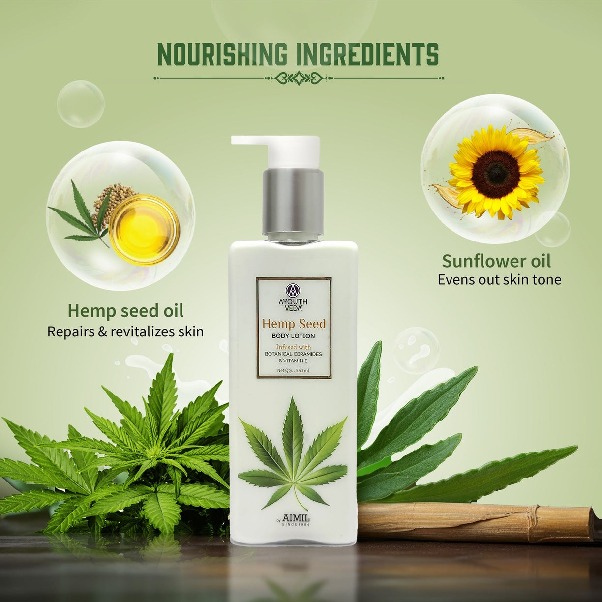 Hemp Seed Body Lotion with Botanical Ceramides & Vitamin E | Deep Hydration & Skin Barrier Repair | Non-Greasy, Lightweight Formula | Protects from Sun Damage | Suitable for All Skin Types | 250ml