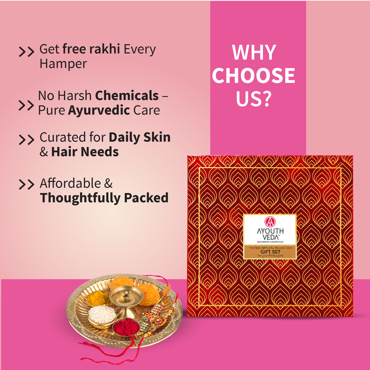 Ayouthveda Rakhi Luxe Grooming Kit for Him | Charcoal Face Wash 100ml, Protein Hair Oil 100ml, Charcoal Detox Soap 110g, Aloe Vera Gel 150g, Sun Turn SPF 30 60g, Charcoal Toothpaste 100g & Urban King Perfume 100ml with Free Rakhi