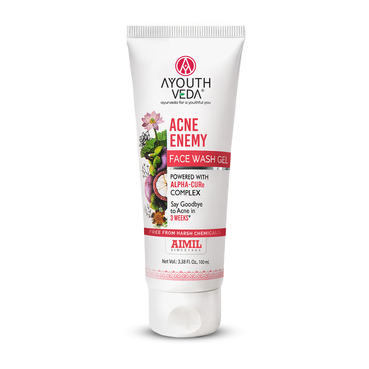 Ayouthveda Acne Enemy Face Wash Gel for Acne & Pimples | Fights Acne-Causing Bacteria & Excess Oil | With Alpha-CURe Complex, Garcinia & Manjistha | Sulfate-Free Gel Cleanser | For Acne-Prone Skin | Net Qty- 100 ml