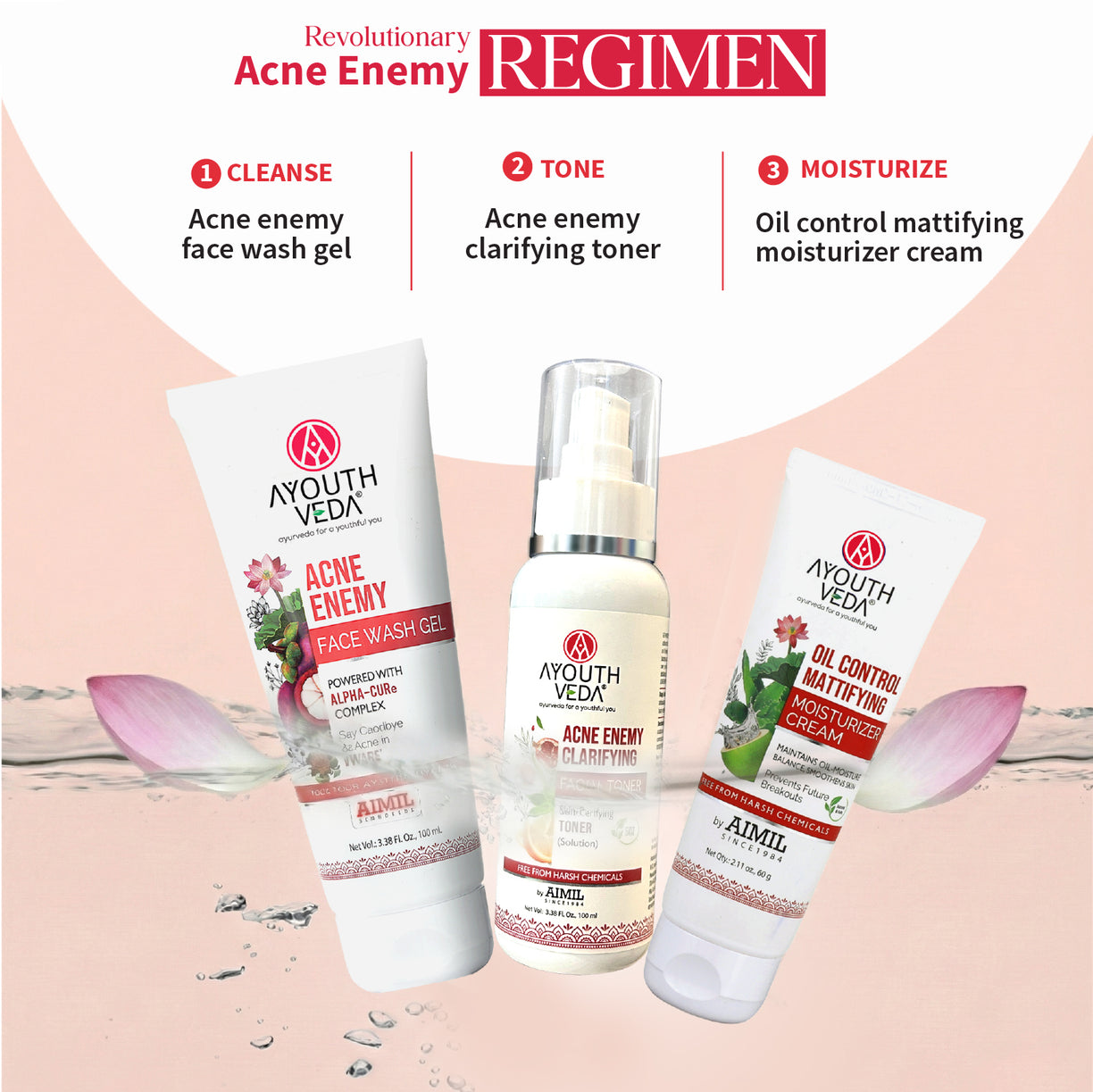 Ayouthveda Acne Enemy Face Wash Gel for Acne & Pimples | Fights Acne-Causing Bacteria & Excess Oil | With Alpha-CURe Complex, Garcinia & Manjistha | Sulfate-Free Gel Cleanser | For Acne-Prone Skin | Net Qty- 100 ml