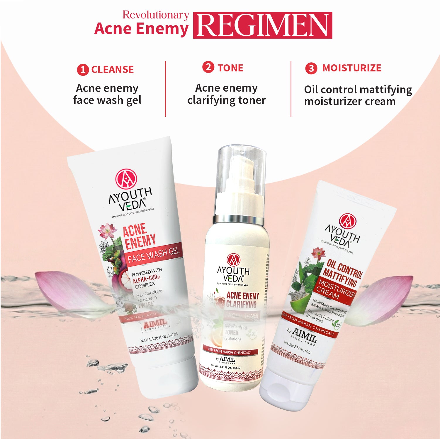 Ayouthveda Acne Enemy Face Wash Gel for Acne & Pimples | Fights Acne-Causing Bacteria & Excess Oil | With Alpha-CURe Complex, Garcinia & Manjistha | Sulfate-Free Gel Cleanser | For Acne-Prone Skin | Net Qty- 100 ml