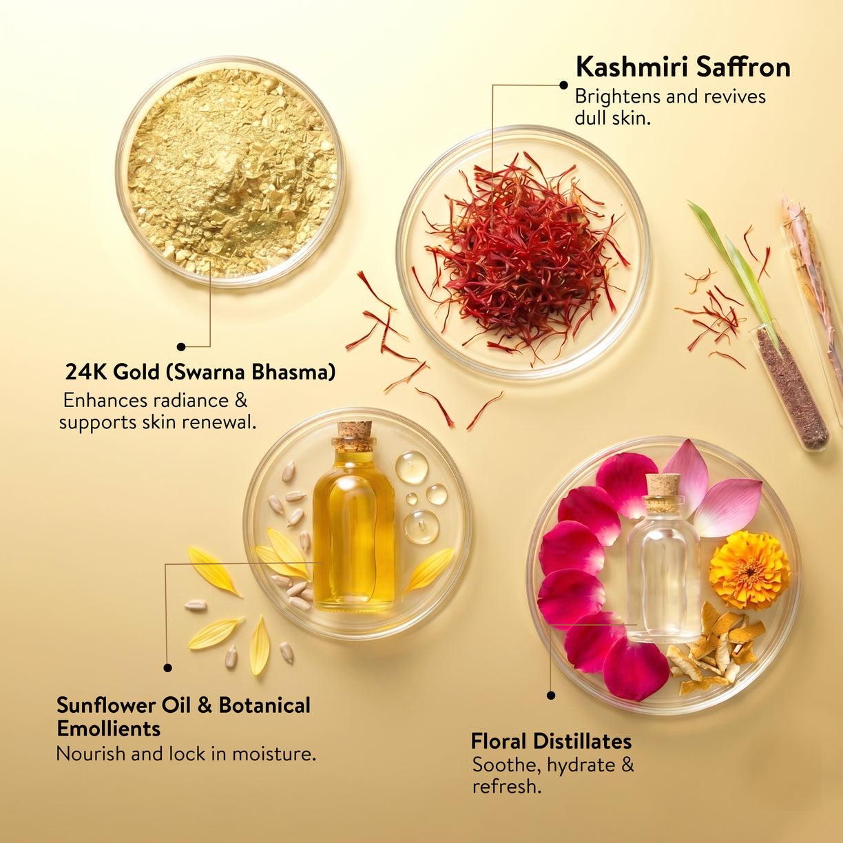Ayouthveda Sparkling Gold Day Cream | 24K Nano Gold & Kashmiri Saffron | Anti-Ageing, Brightening & Blemish Reduction | Restores Skin Elasticity | Natural SPF Protection | For Dry to Normal Skin | 40g