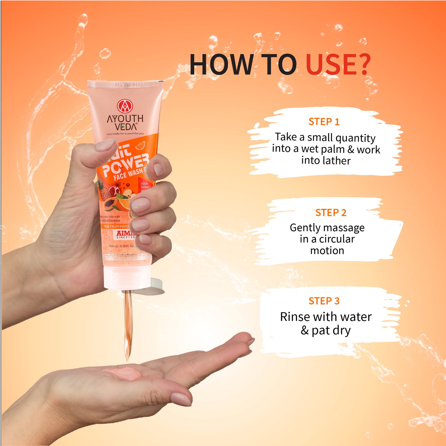 Ayouthveda Fruit Power Face Wash Gel | With 5 Fruit Juices, Aloe Vera & Coconut Water | Refreshing Cleanser That Removes Dirt, Improves Skin Texture & Natural Glow | For All Skin Types | Net Qty - 100ml