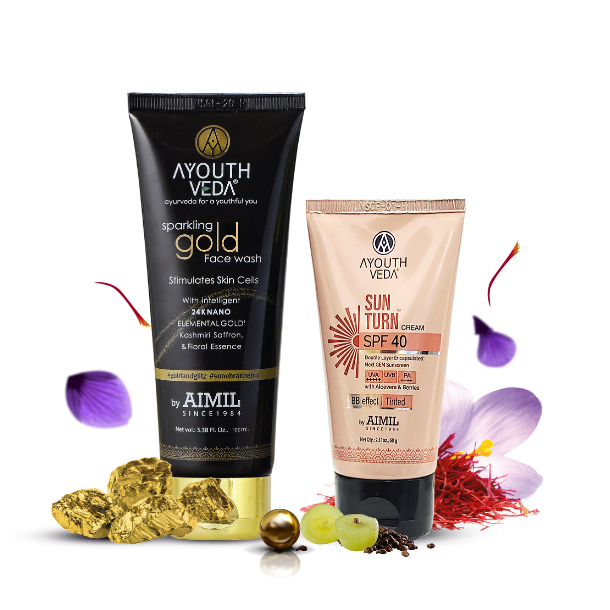 BB Shield & Shine Combo | Sparkling Gold Face Wash (100 ml) + Sun Turn Cream SPF 40 (60 g)