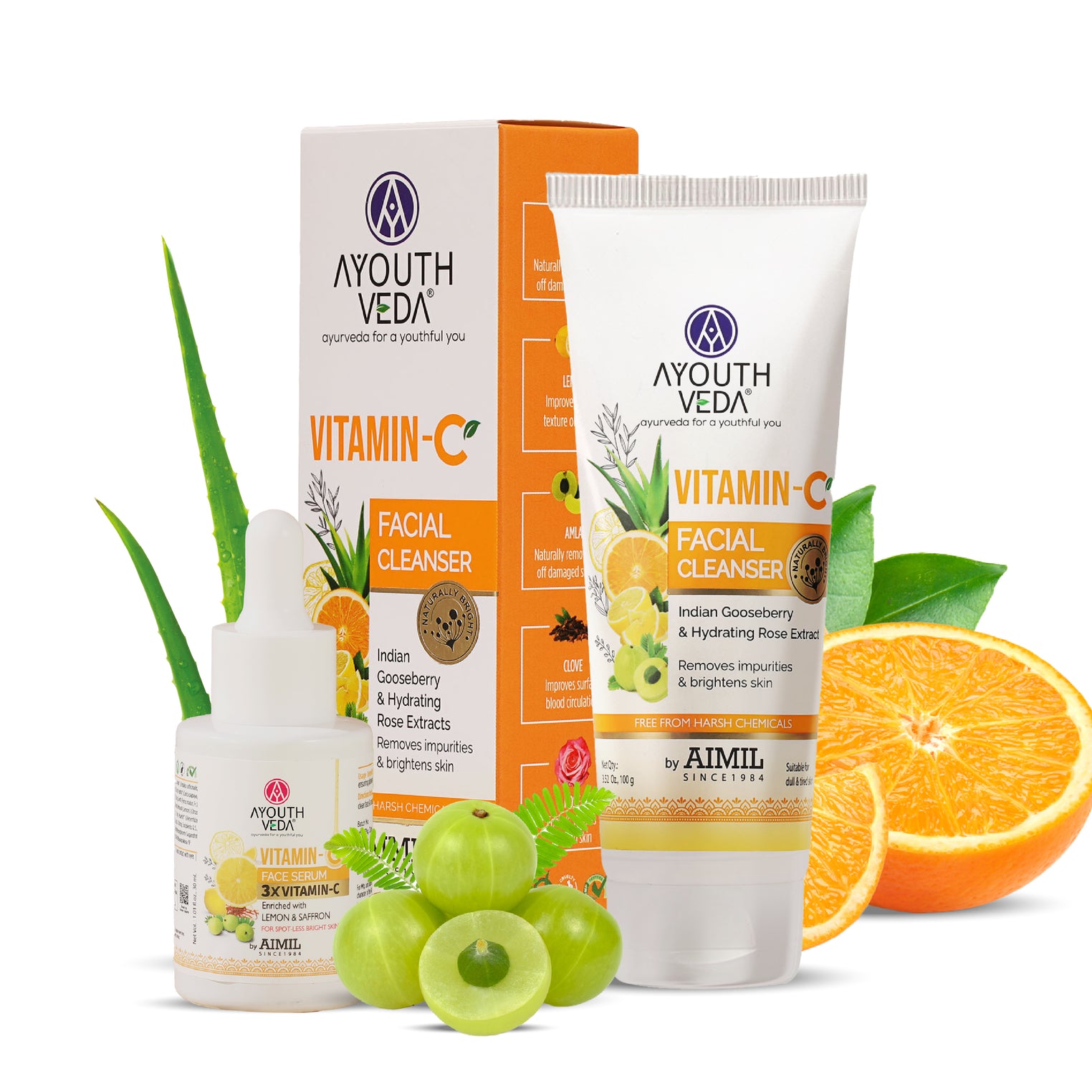 Vitamin C Glow Boost Duo | Vitamin-C Facial Cleanser (100 g) | Vitamin-C Face Serum (30 ml)