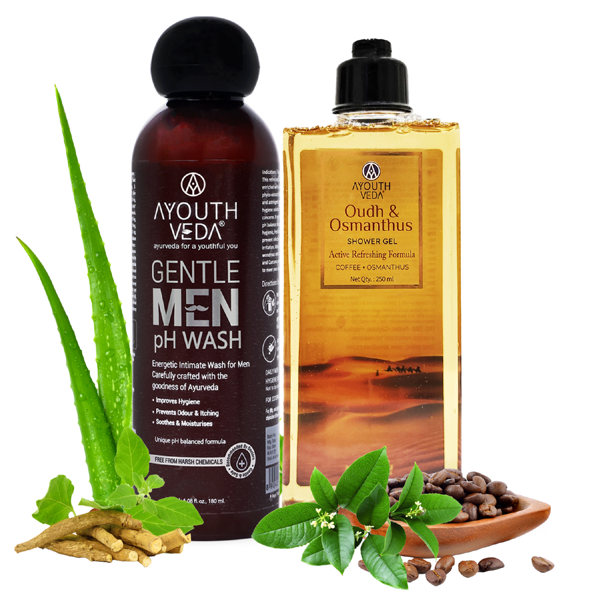 Oudh Gentlemen's Hygiene Duo | Gentle Men pH Wash (180 ml) | Oudh Shower Gel (200 ml)