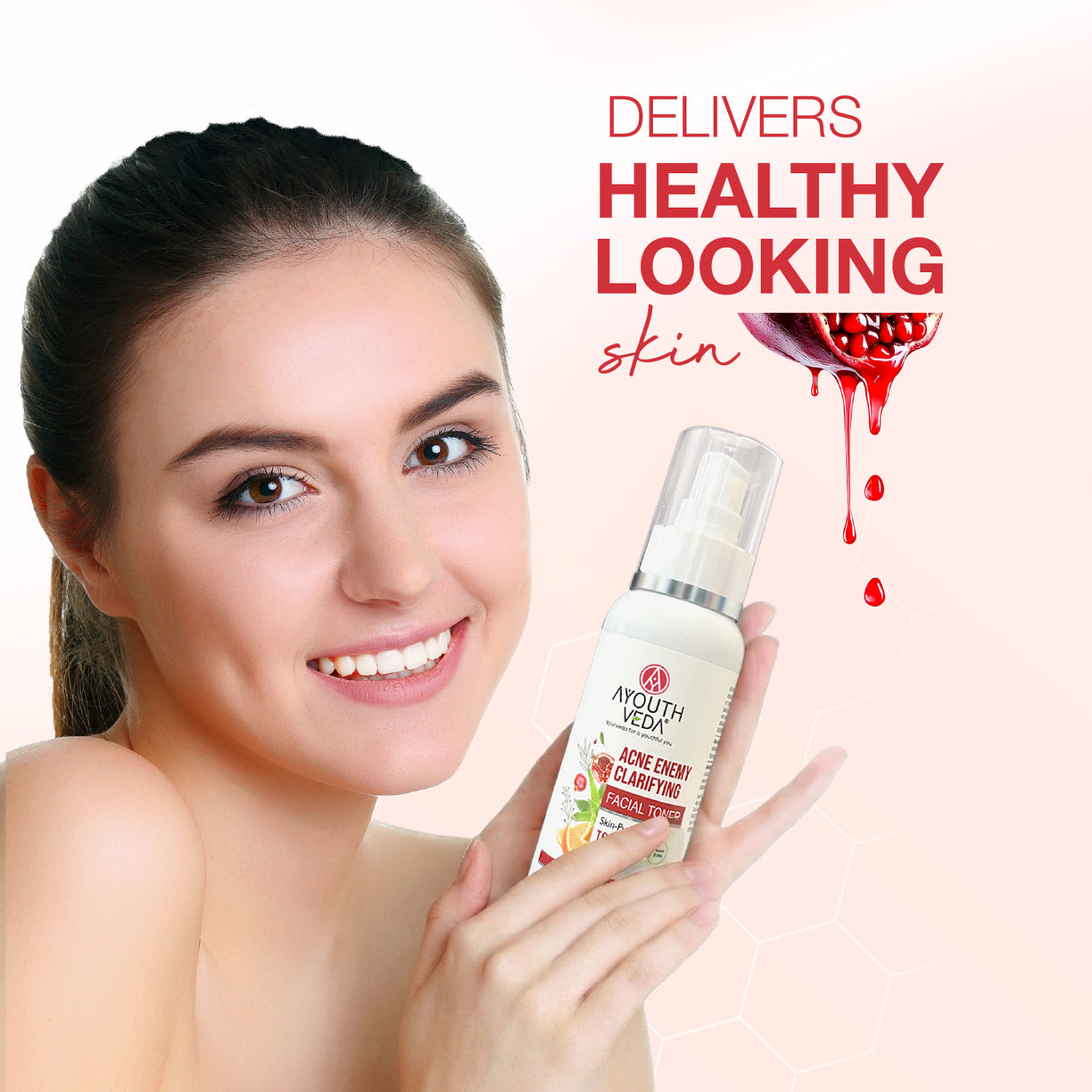 Ayouthveda Acne Enemy Clarifying Toner | With Green Tea, Witch Hazel, Pomegranate & Aloe Vera | Gently Remove Impurities, Balance Oil & Calm Acne-Prone Skin with Refreshing Formula | Net Qty - 100 ml