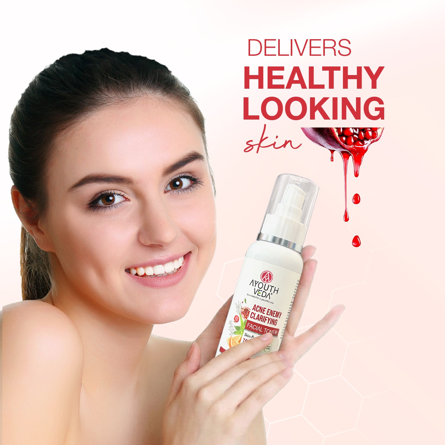 Ayouthveda Acne Enemy Clarifying Toner | With Green Tea, Witch Hazel, Pomegranate & Aloe Vera | Gently Remove Impurities, Balance Oil & Calm Acne-Prone Skin with Refreshing Formula | Net Qty - 100 ml