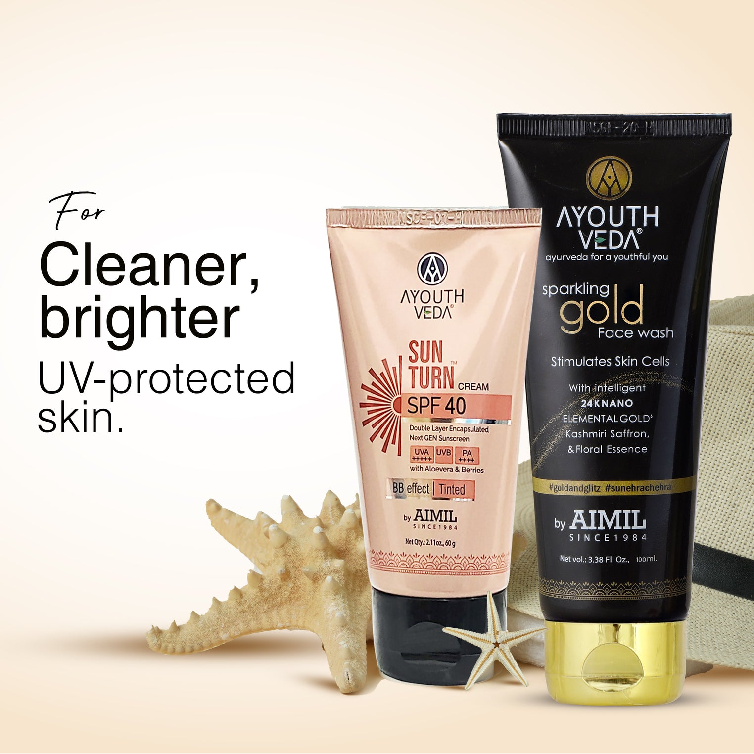 BB Shield & Shine Combo | Sparkling Gold Face Wash (100 ml) + Sun Turn Cream SPF 40 (60 g)