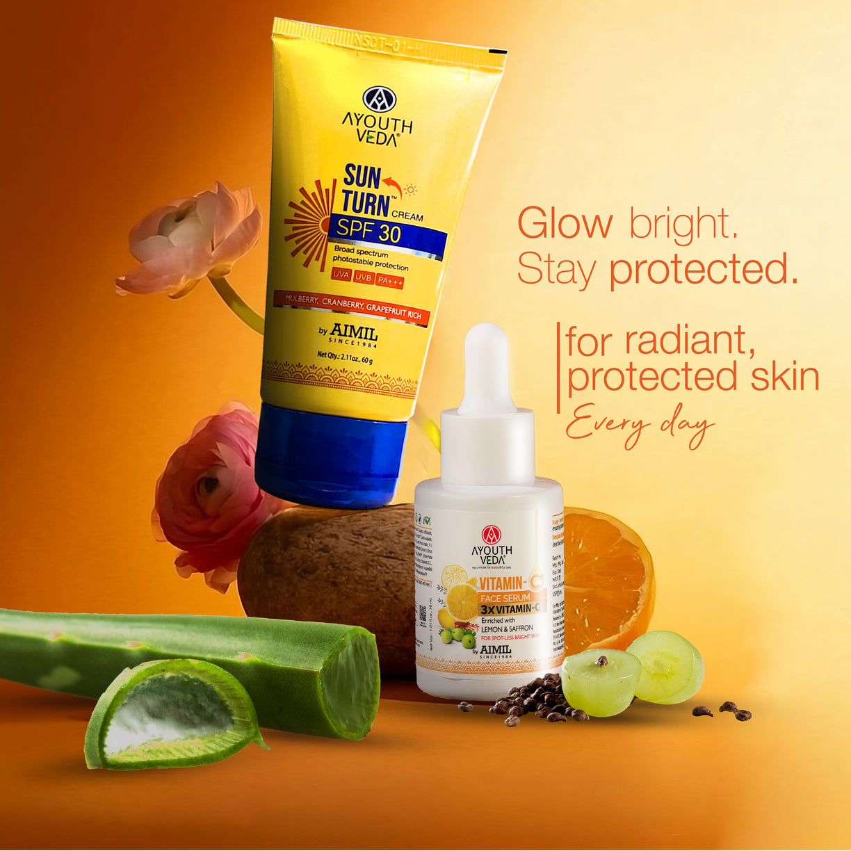 Vitamin C Sun Defense Duo | Vitamin-C Face Serum (30 ml) | Sun Turn Cream SPF 30 (60 g)