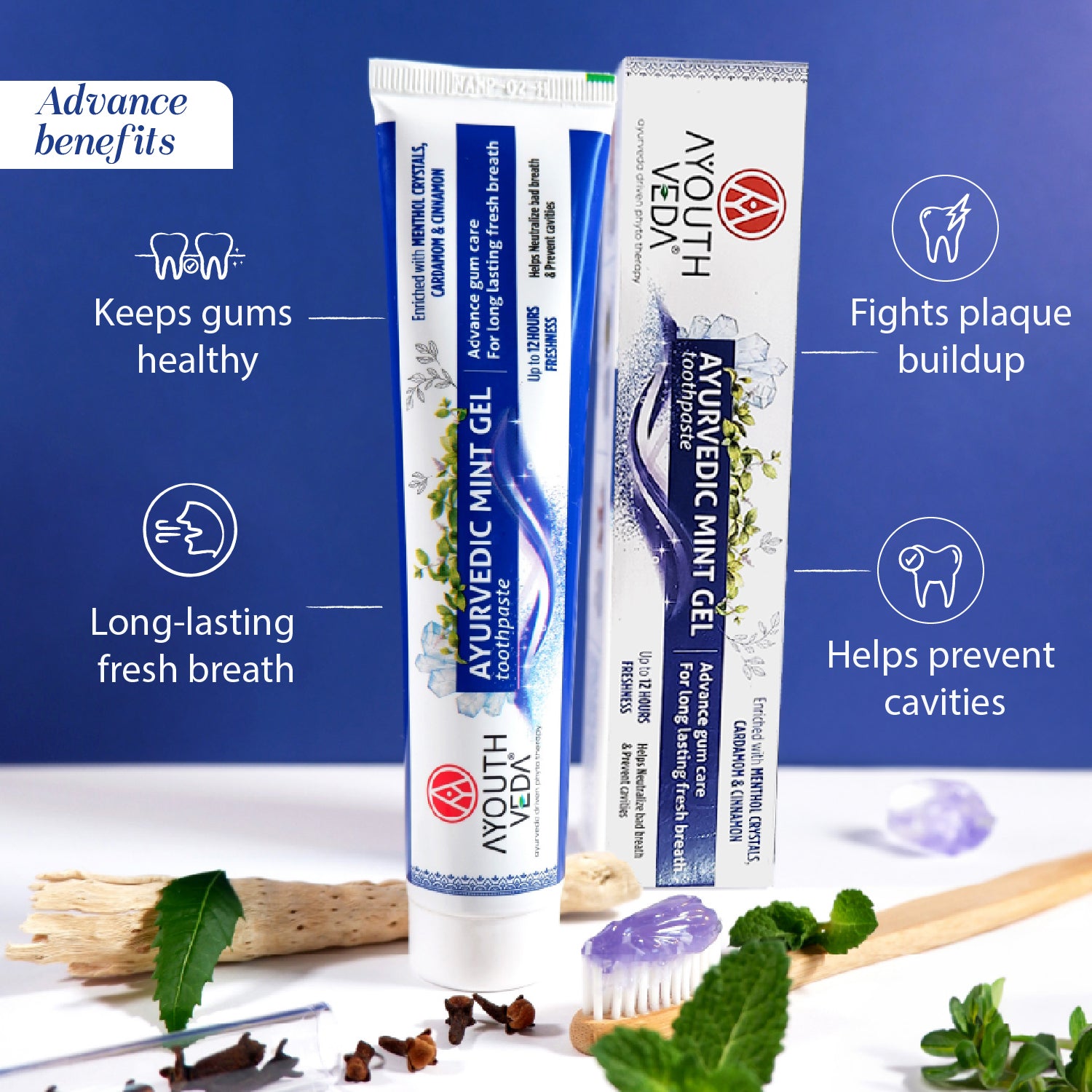 Ayouthveda Mint Gel Toothpaste Net qty.- 100 g each set of 2