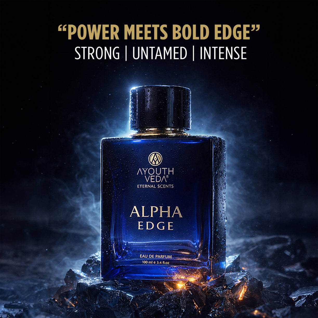 Ayouthveda Alpha Edge Eau De Parfum for Men | Long-Lasting Woody Spicy Luxury Perfume | Calabrian Bergamot, Sambac Vetiver, Endorphin Rush & Himalayan Cedar | Bold & Powerful Fragrance | 100ml