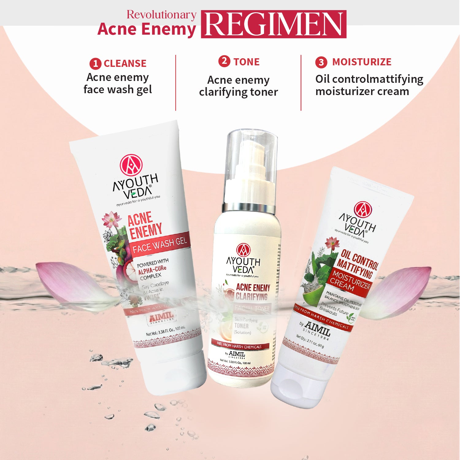 Ayouthveda Acne Enemy Clarifying Toner | With Green Tea, Witch Hazel, Pomegranate & Aloe Vera | Gently Remove Impurities, Balance Oil & Calm Acne-Prone Skin with Refreshing Formula | Net Qty - 100 ml