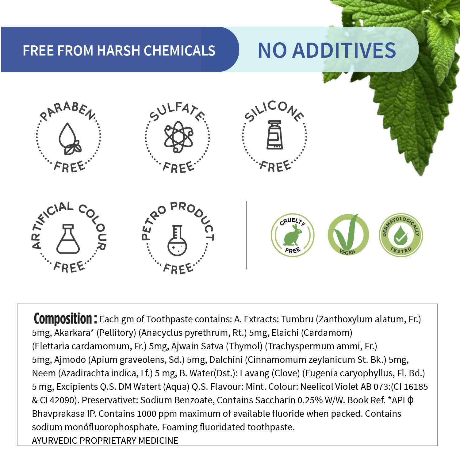 Ayouthveda Mint Gel Toothpaste Net qty.- 100 g each set of 2