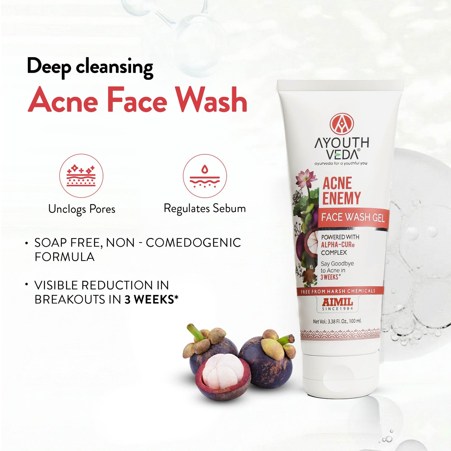 Ayouthveda Acne Enemy Face Wash Gel for Acne & Pimples
