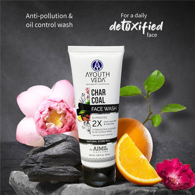 Ayouthveda Charcoal Face Wash with activated charcoal for detoxifying skin