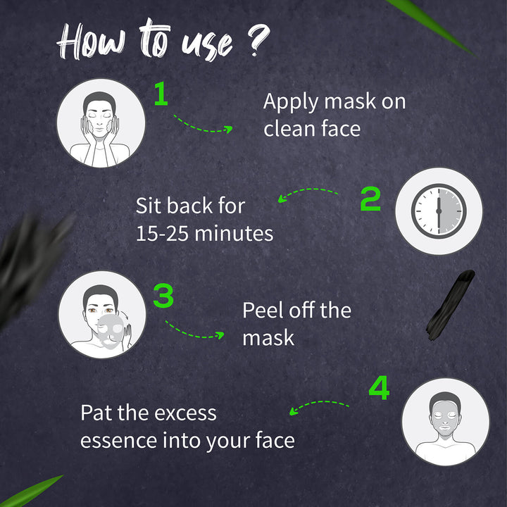 Charcoal & Coffee Face Serum Sheet Mask With Coffee & Mint (Net Qty- 20g) - Ayouthveda