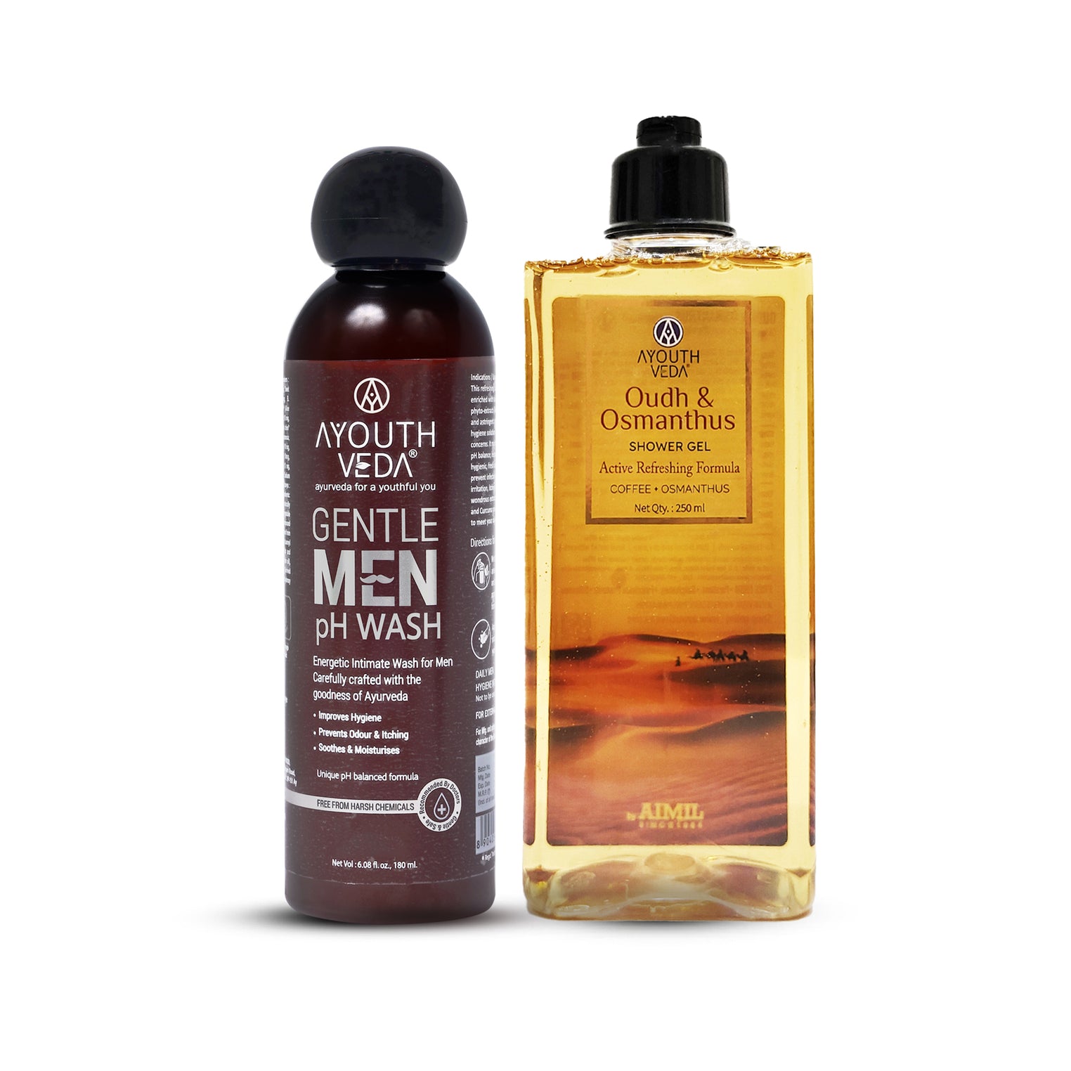 Oudh Gentlemen's Hygiene Duo | Gentle Men pH Wash (180 ml) | Oudh Shower Gel (200 ml)
