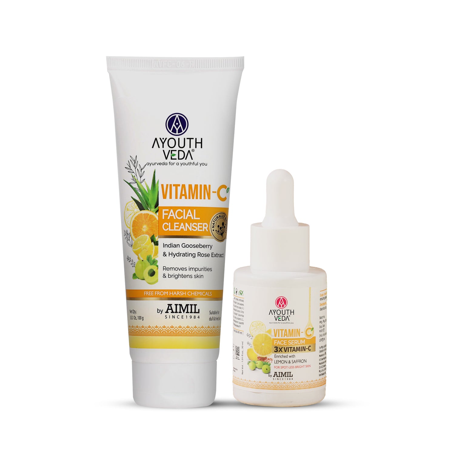 Vitamin C Glow Boost Duo | Vitamin-C Facial Cleanser (100 g) | Vitamin-C Face Serum (30 ml)