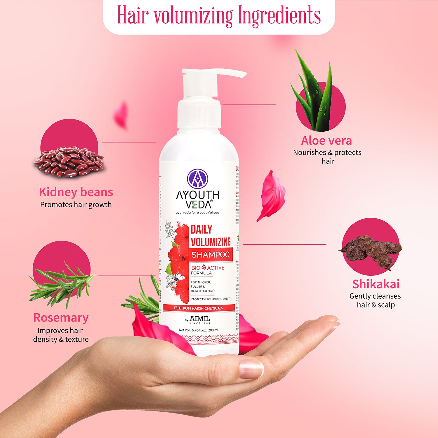 Daily Volumizing Shampoo for Thicker & Fuller Hair ( Net Qty -200ml ) - Ayouthveda