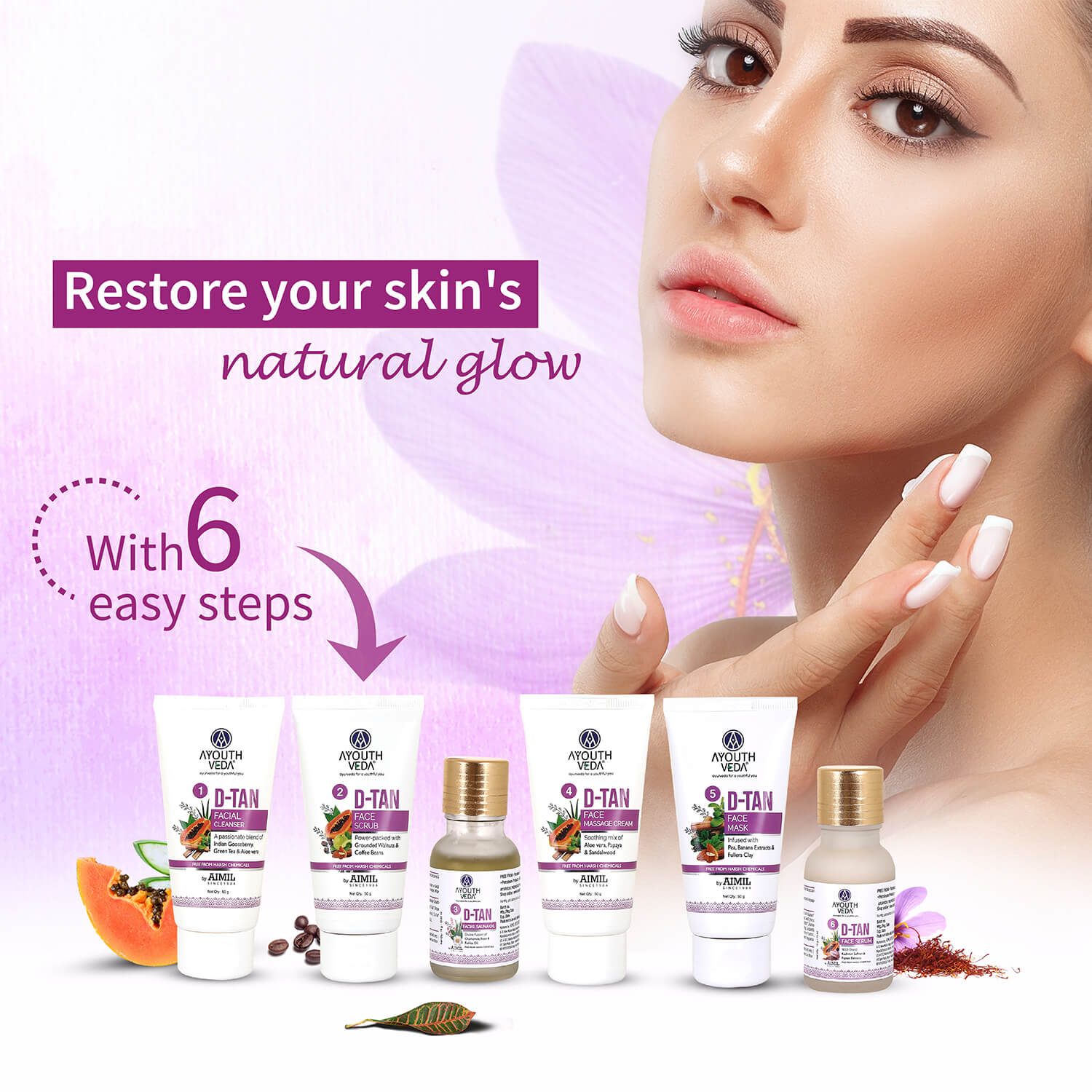 D- Tan Facial Kit for Tan Removal & Brightness 230g - Ayouthveda