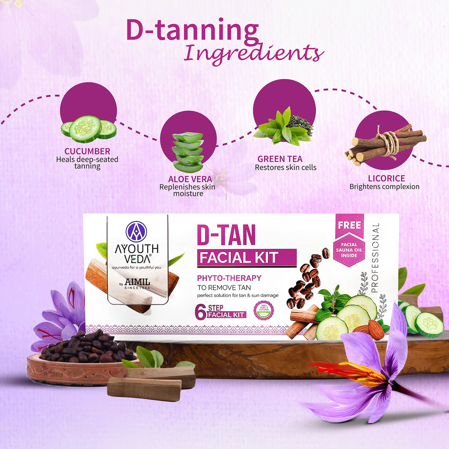 D- Tan Facial Kit for Tan Removal & Brightness 230g - Ayouthveda