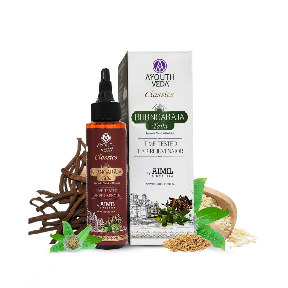 Ayouthveda Bhrngaraja Taila | Hair Strengthening Oil Fortified With Bhringraj & Manjistha | Reduces Hair Loss, Boosts Growth & Improves Scalp Health | With 10 Nourishing Herbs & Oils for Soft, Strong & Beautiful Hair | Net Qty 100 ml