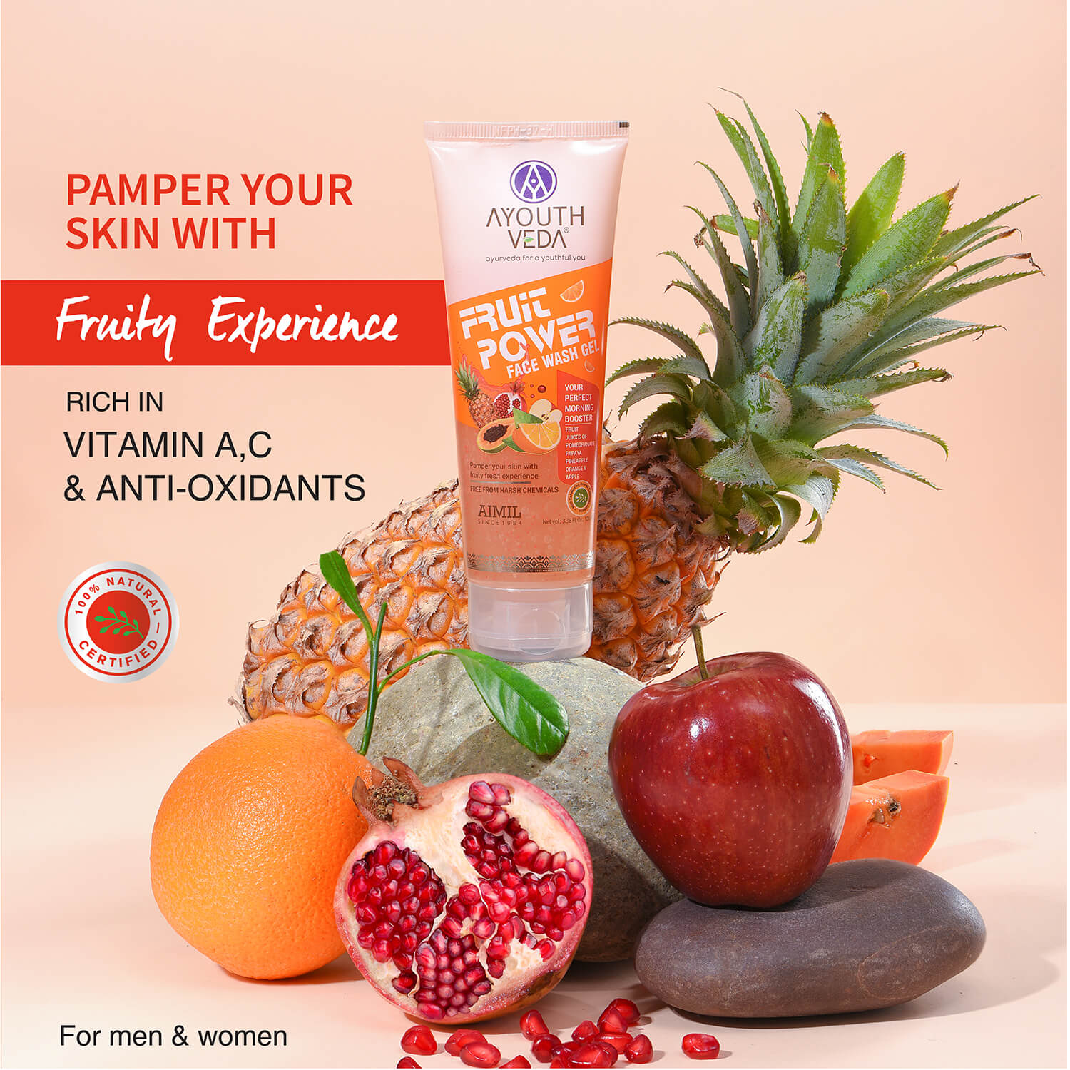 Fruit Power Face Wash Gel 100ml - Ayouthveda