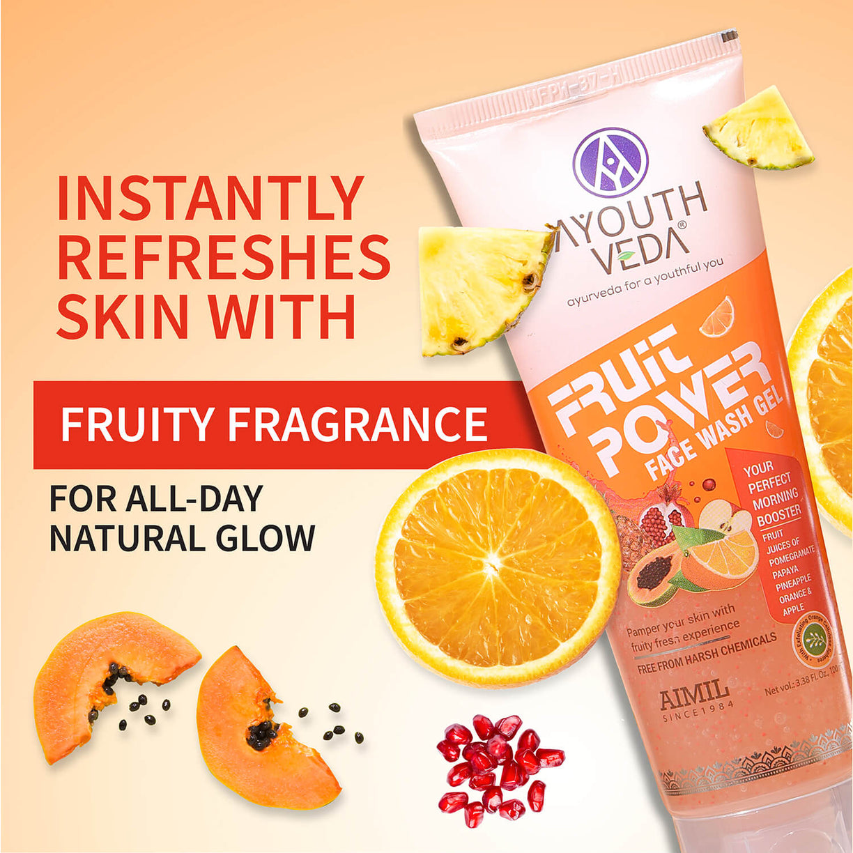 Fruit Power Face Wash Gel 100ml - Ayouthveda