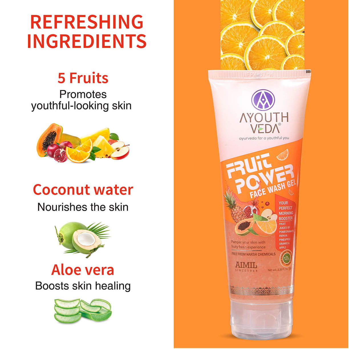 Fruit Power Face Wash Gel 100ml - Ayouthveda