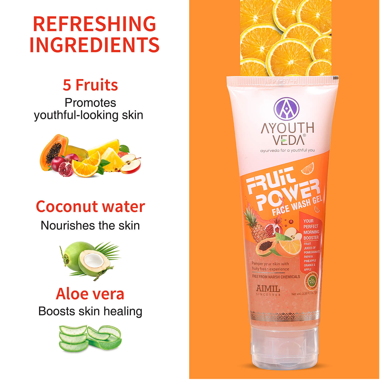 Fruit Power Face Wash Gel 100ml - Ayouthveda