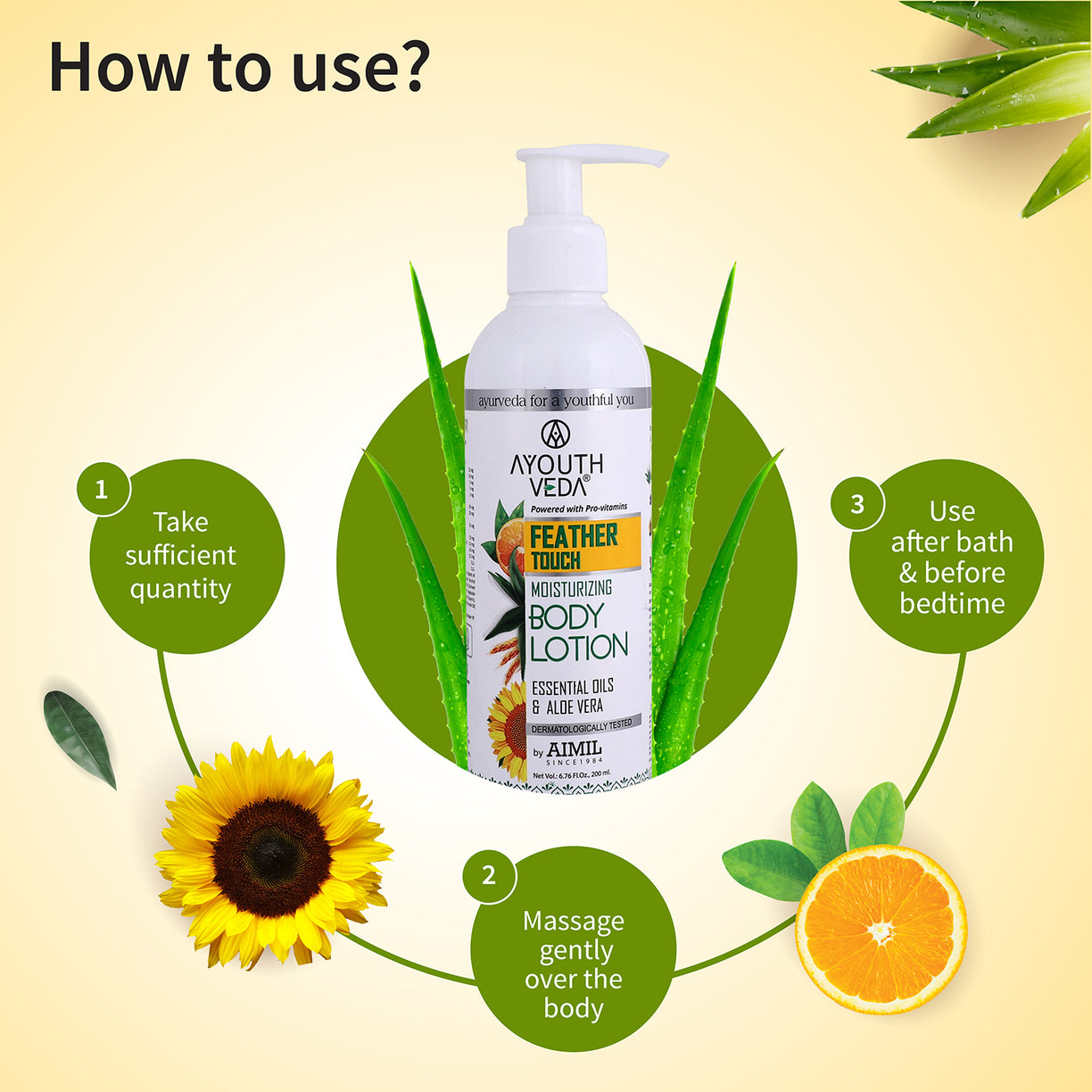 Feather Touch Moisturizing Body Lotion With Aloe vera (Net Qty- 200ml) - Ayouthveda