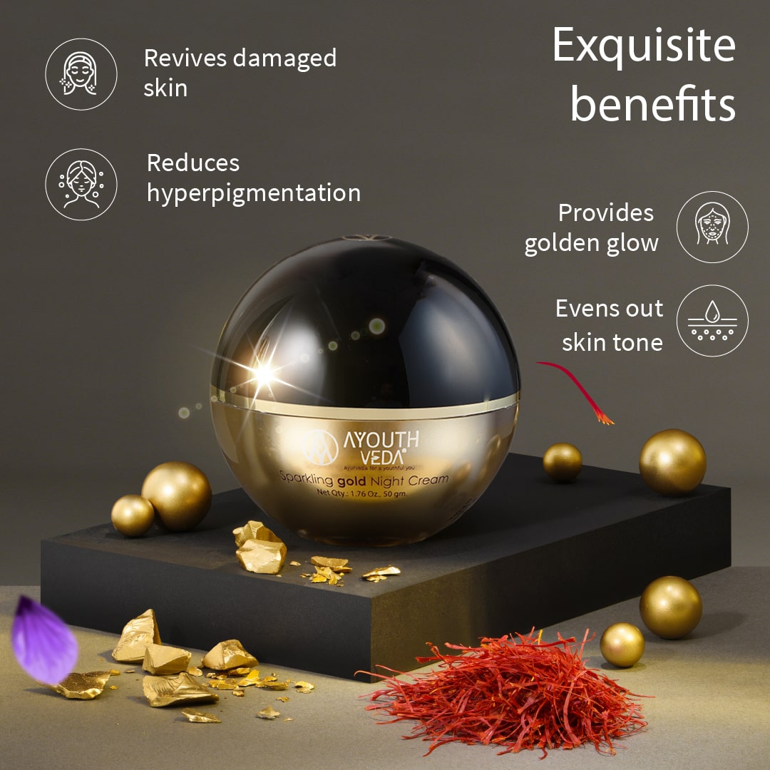 Golden Glow Regimen  Gold face wash-100ml , Gold Day Cream-50g , Gold Night Cream-50g - Ayouthveda