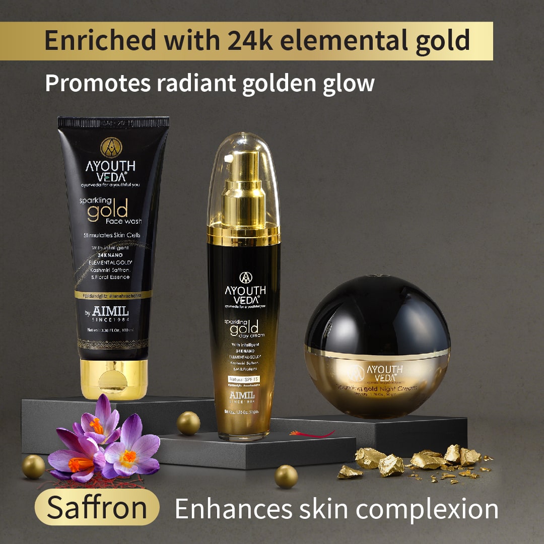 Golden Glow Regimen  Gold face wash-100ml , Gold Day Cream-50g , Gold Night Cream-50g - Ayouthveda