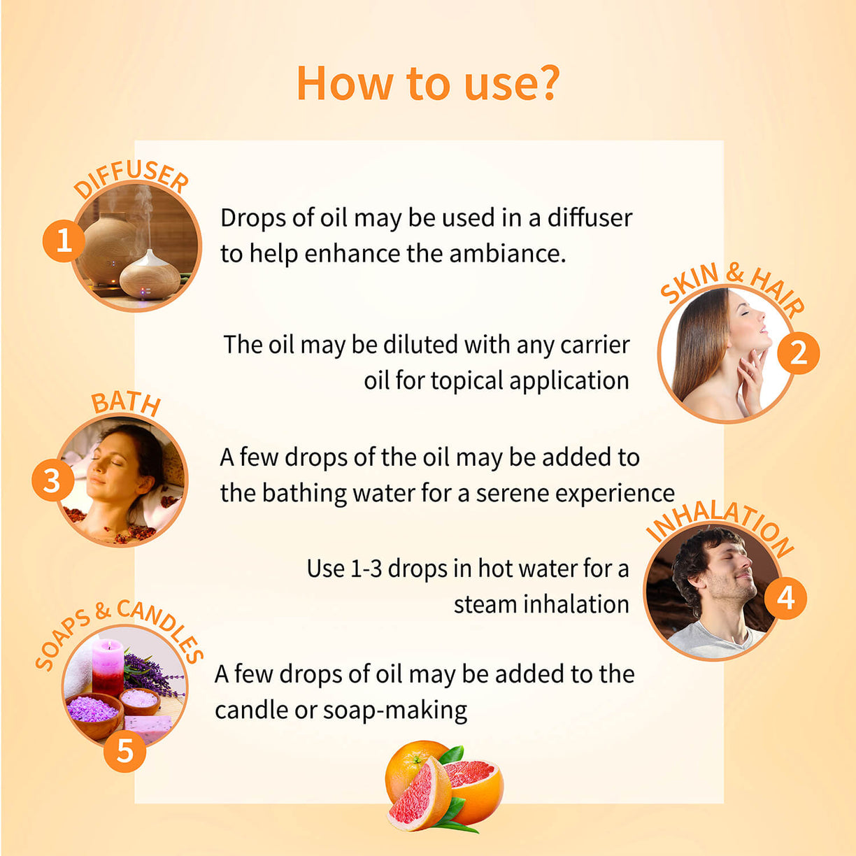 Grape Fruit Essential Oil ( Net Qty-15 ml) - Ayouthveda