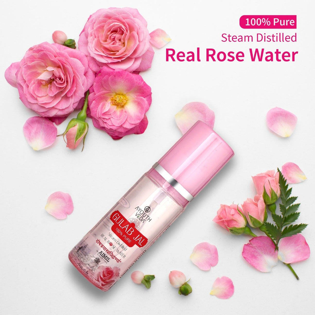 Ayouthveda Gulab Jal | Steam Distilled Real Rose Water  ( Net Qty-100ml ) - Ayouthveda