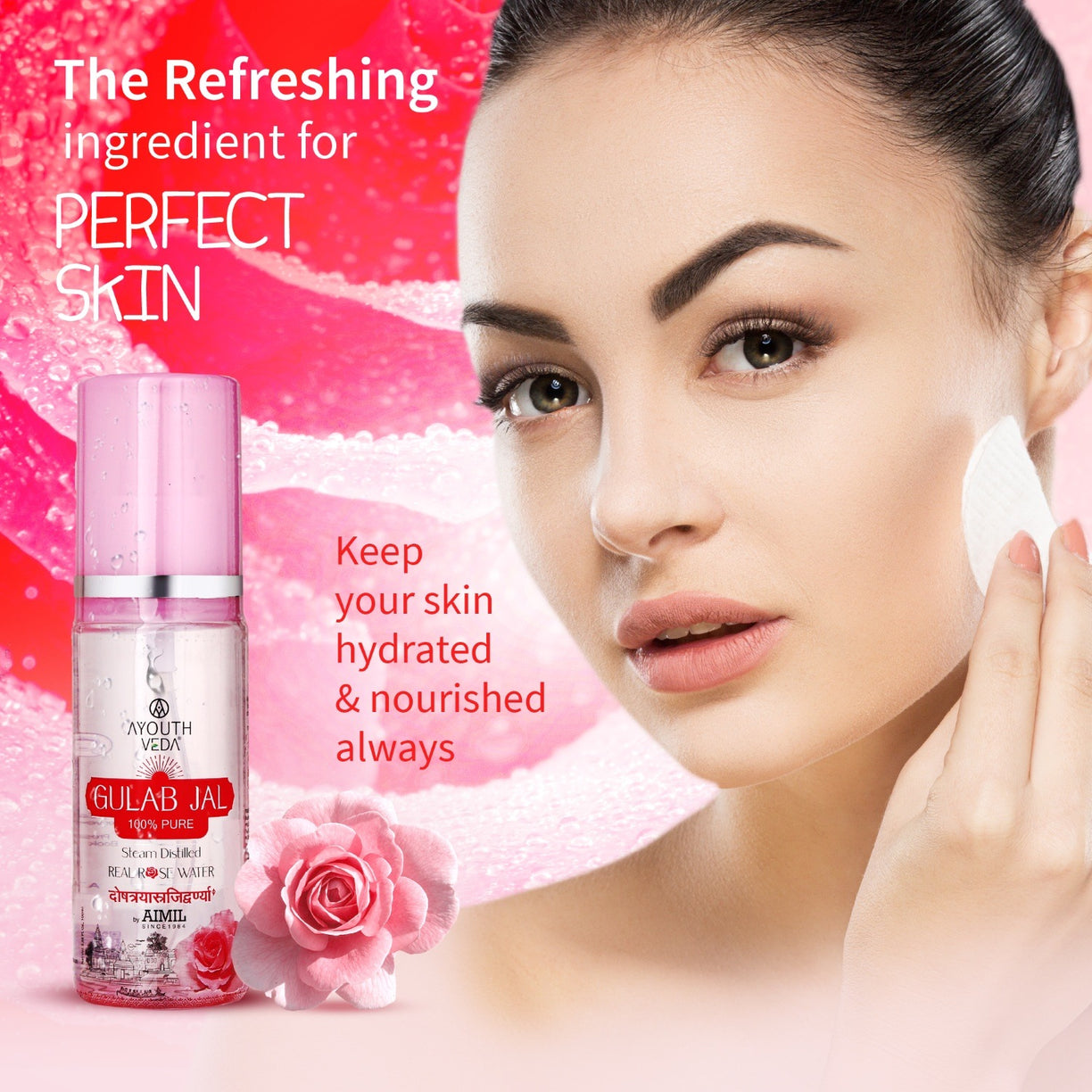 Ayouthveda Gulab Jal | Steam Distilled Real Rose Water  ( Net Qty-100ml ) - Ayouthveda