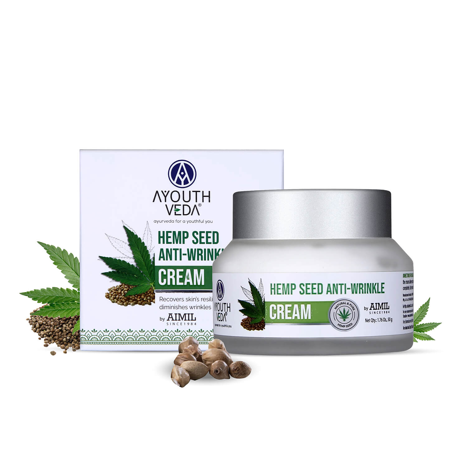 Hemp Seed Anti- Wrinkle Cream For Diminishing Wrinkles - Net Qty-50g - Ayouthveda