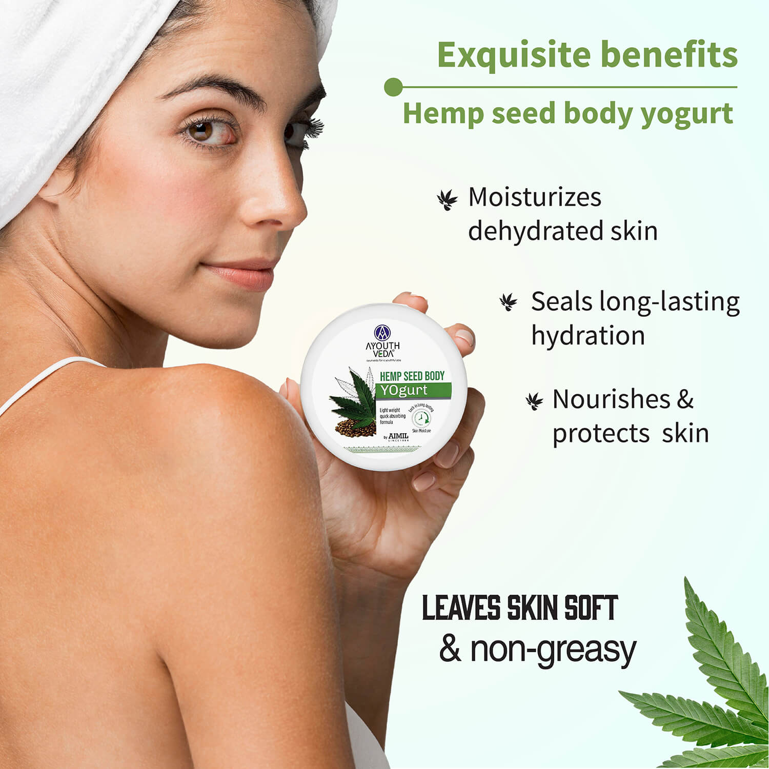 Hemp Collection ( Hemp Seed under eye gel 15g , Bodyogurt 200g, Wrinkle cream 50g ) - Ayouthveda