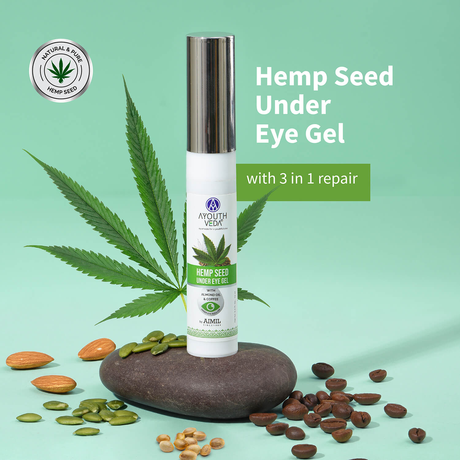 Hemp Seed Under Eye Gel For Reducing Dark Circles ( Net Qty -15ml) - Ayouthveda