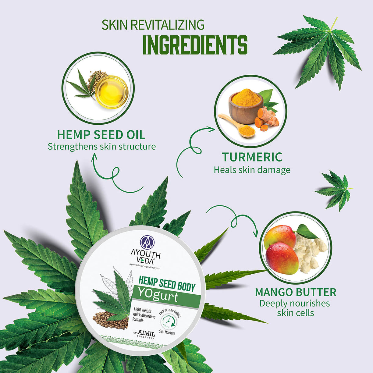 Ayouthveda Hemp Seed Body Yogurt for All Skin Types - Net Qty- 200g - Ayouthveda