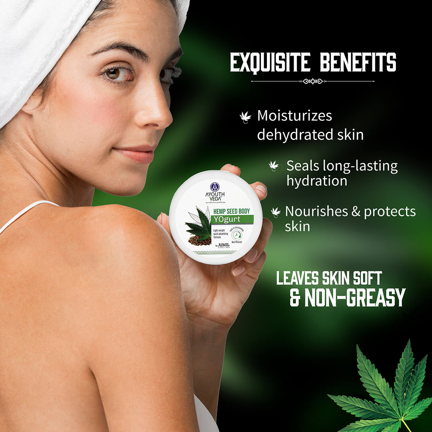 Ayouthveda Hemp Seed Body Yogurt for All Skin Types - Net Qty- 200g - Ayouthveda