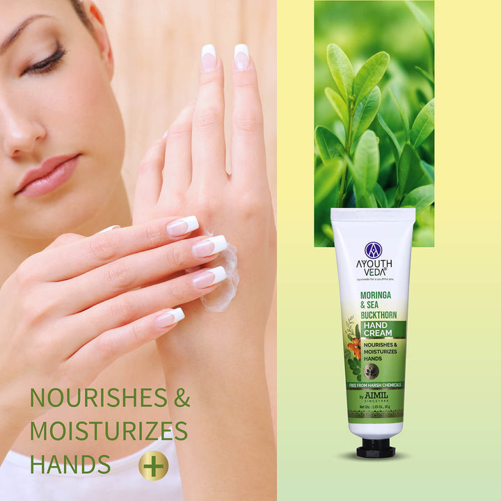 Moringa & Sea  Buckthorn Hand Cream For Moisturization 30g - Ayouthveda