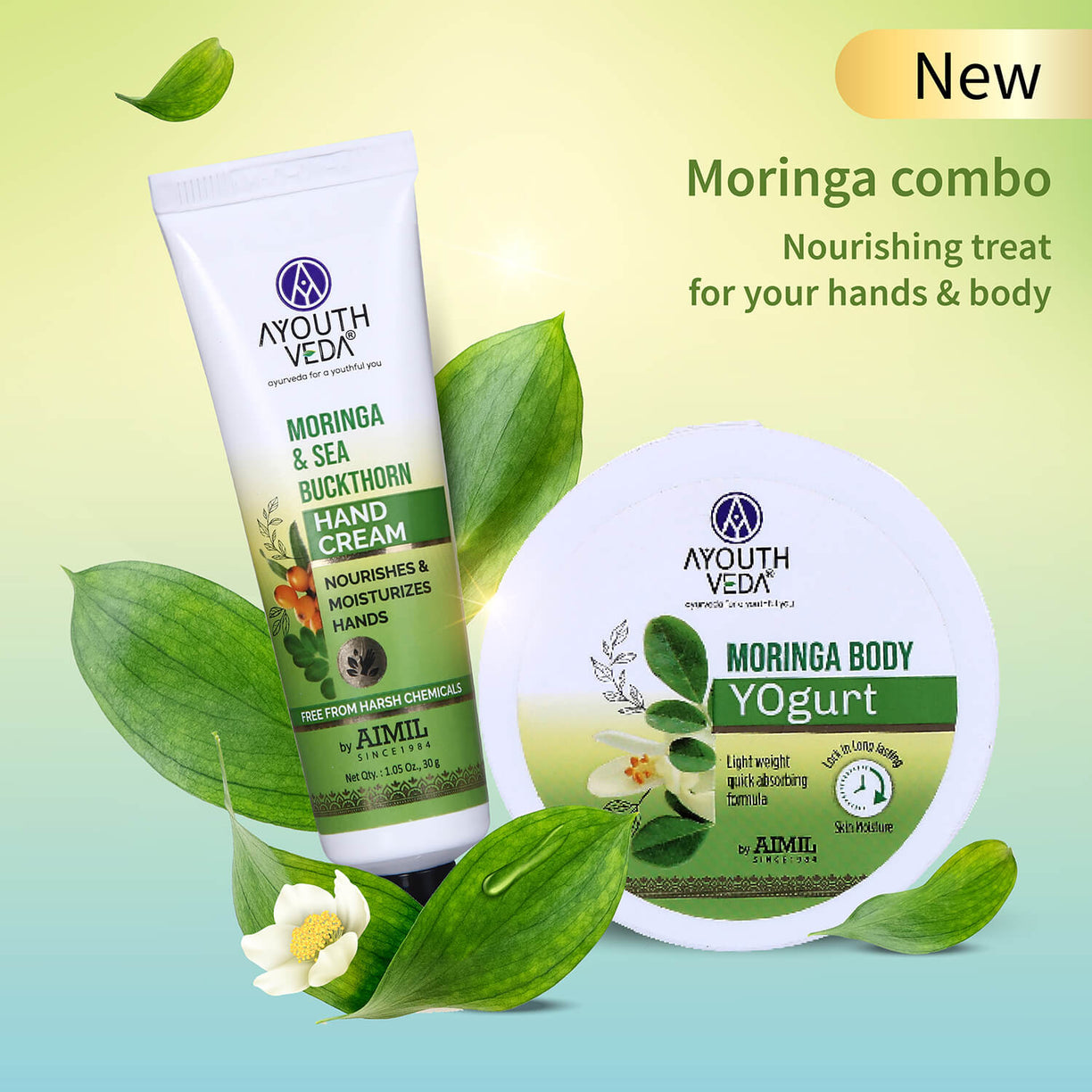Moringa & Sea  Buckthorn Hand Cream For Moisturization 30g - Ayouthveda