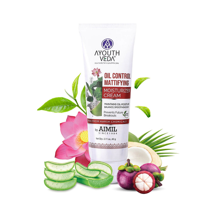 Oil Control Mattifying Moisturizer Cream for  Acne Prone Skin 60g - Ayouthveda